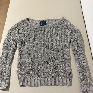 American Eagle Outfitters Gray Open Knit Sweater Boatneck Long Sleeve M Y2K